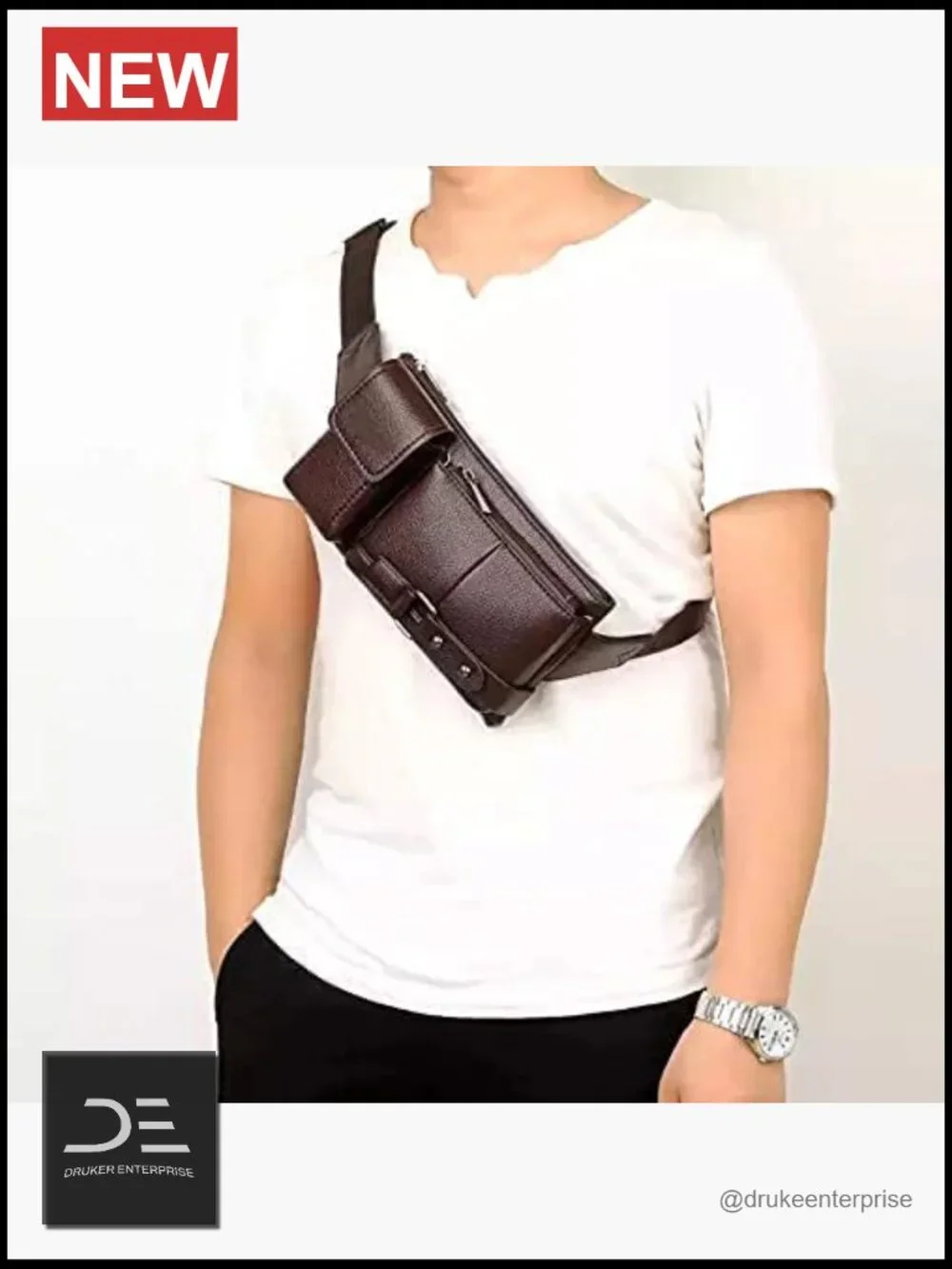Leather Sling Bag Chest Crossbody Backpack Waterproof